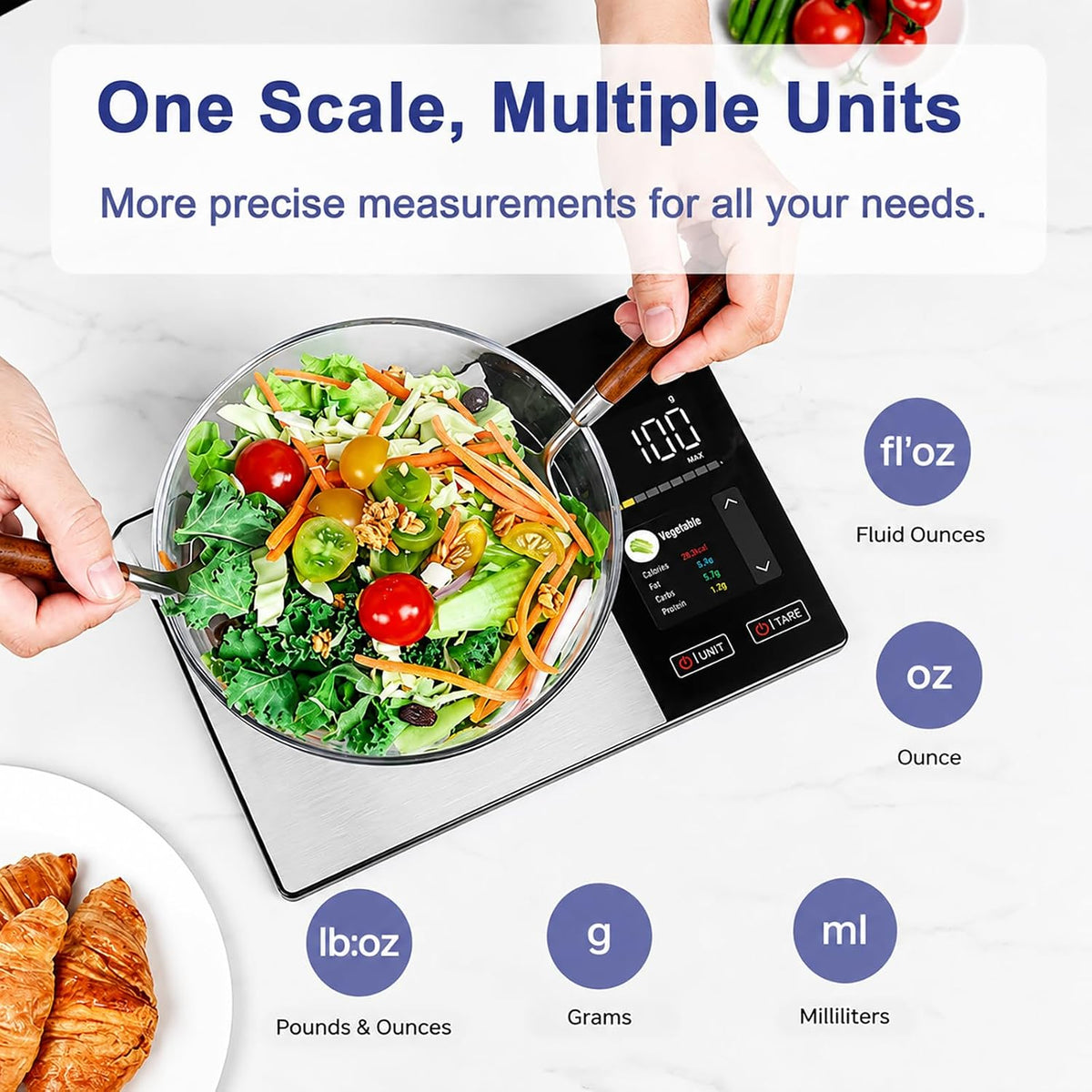 Smart Food Scale with Nutritional Calculator, Free App & Color Display